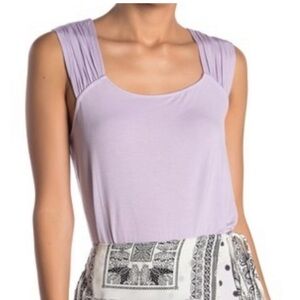 14th & Union Lavender Shirred Shoulder Tank Top